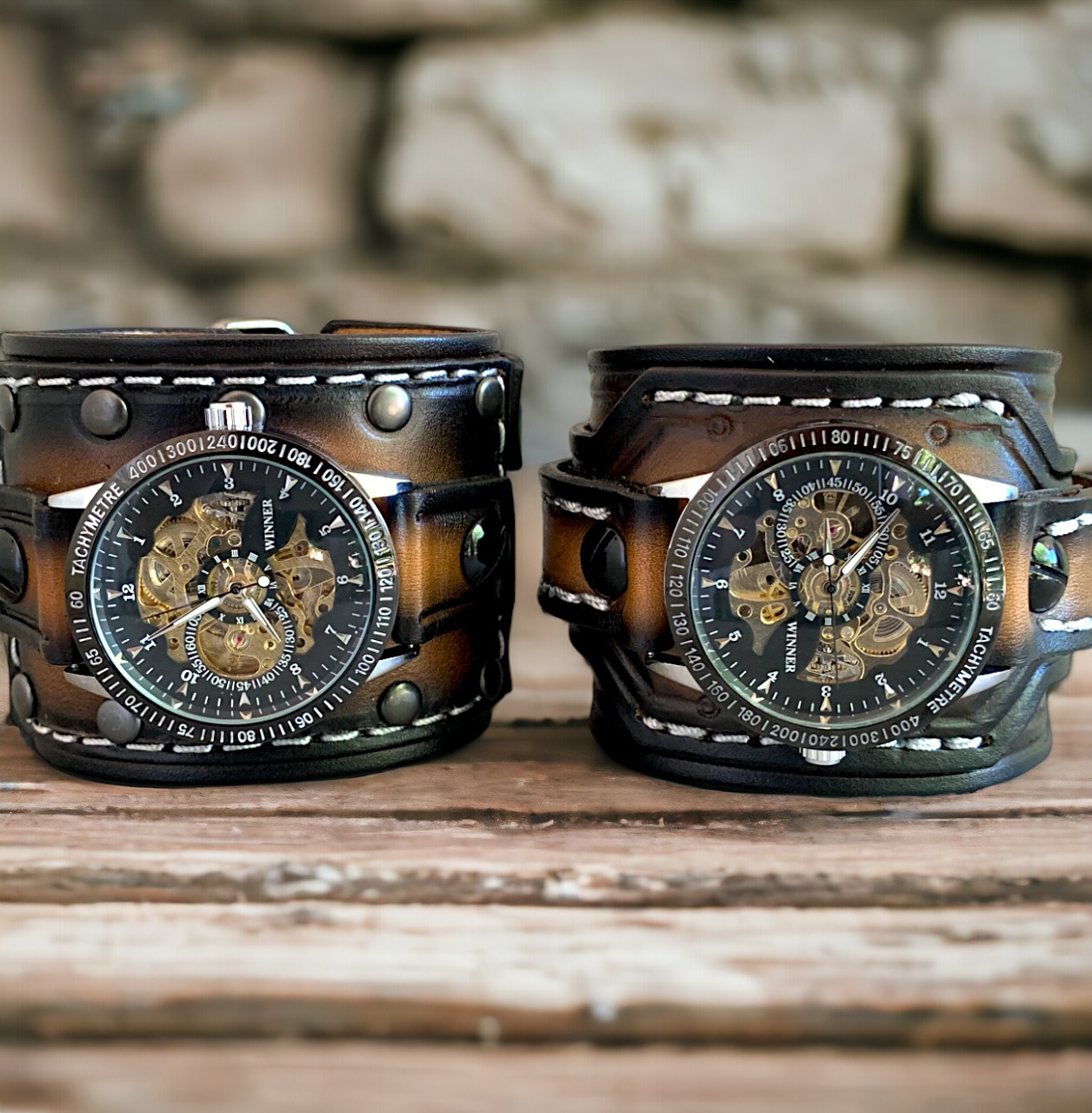 Custom leather watches with personalized engraving